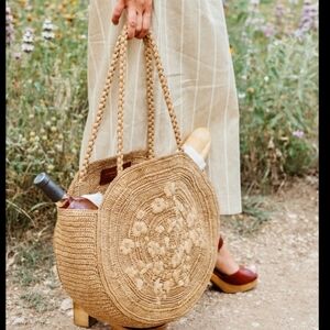 Sezane June Woven Basket Tote Bag NWT